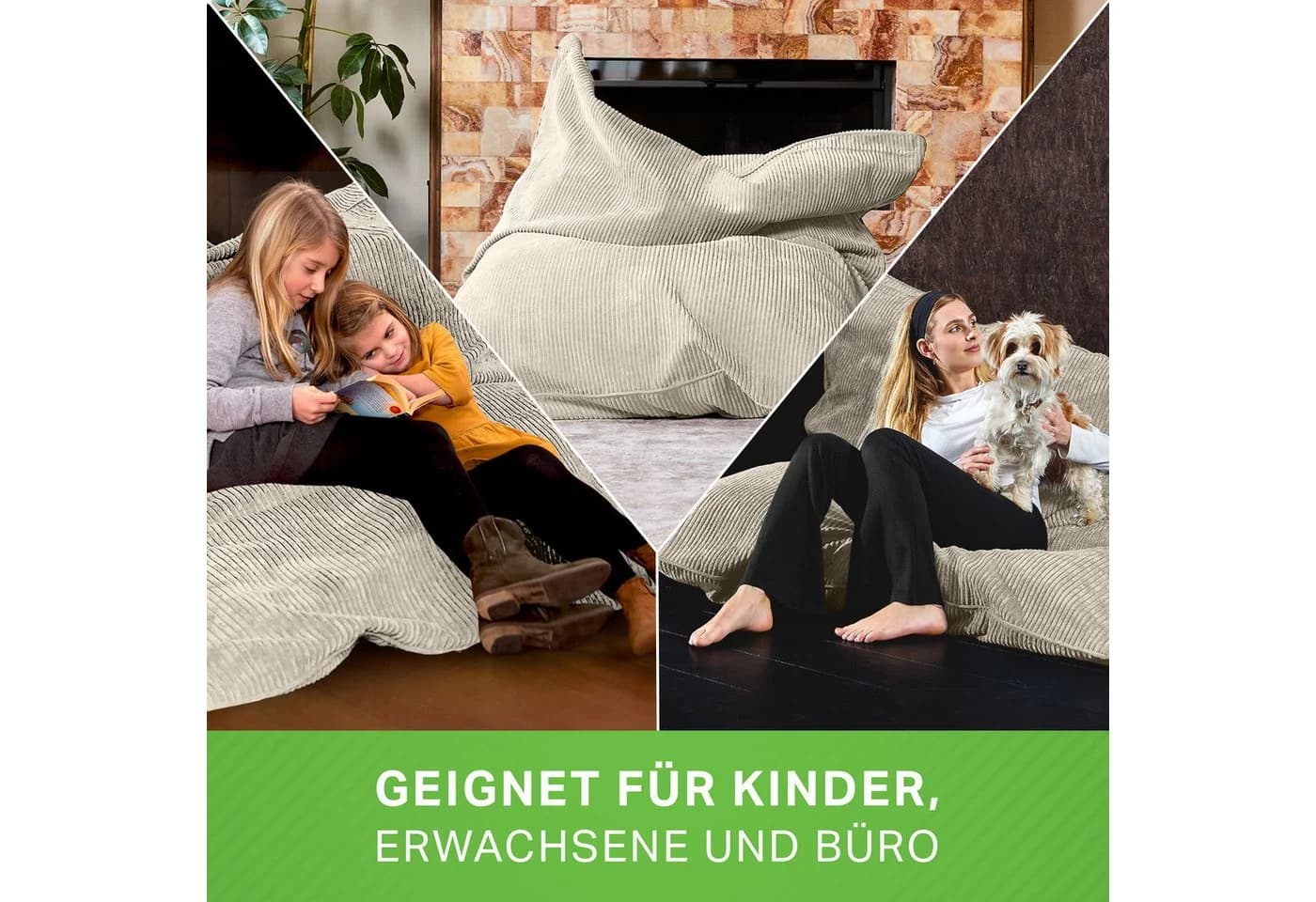 Green Bean Sitzsack XXL Cord Beige 370L EPS-Perlen - Bild 3