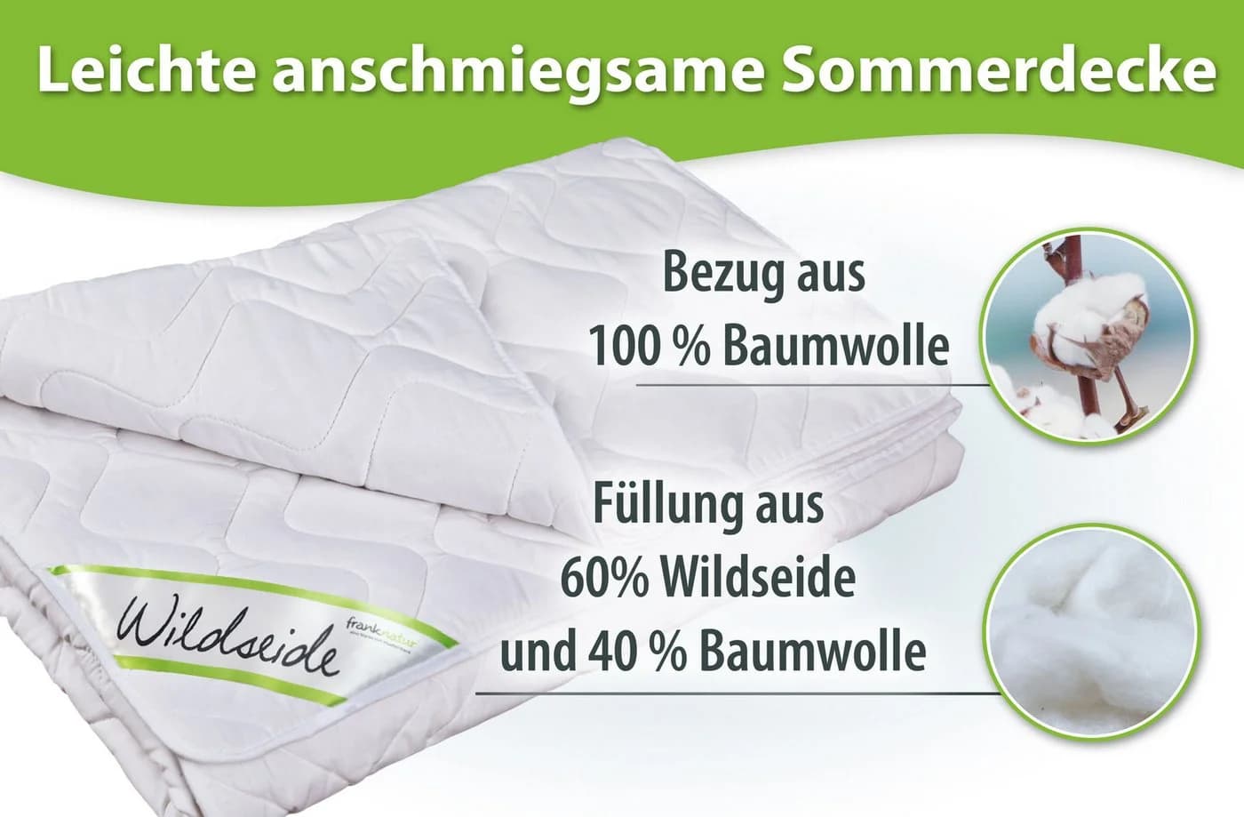 franknatur Kinderbettdecke Gabrina Wildseide Baumwolle Sommer