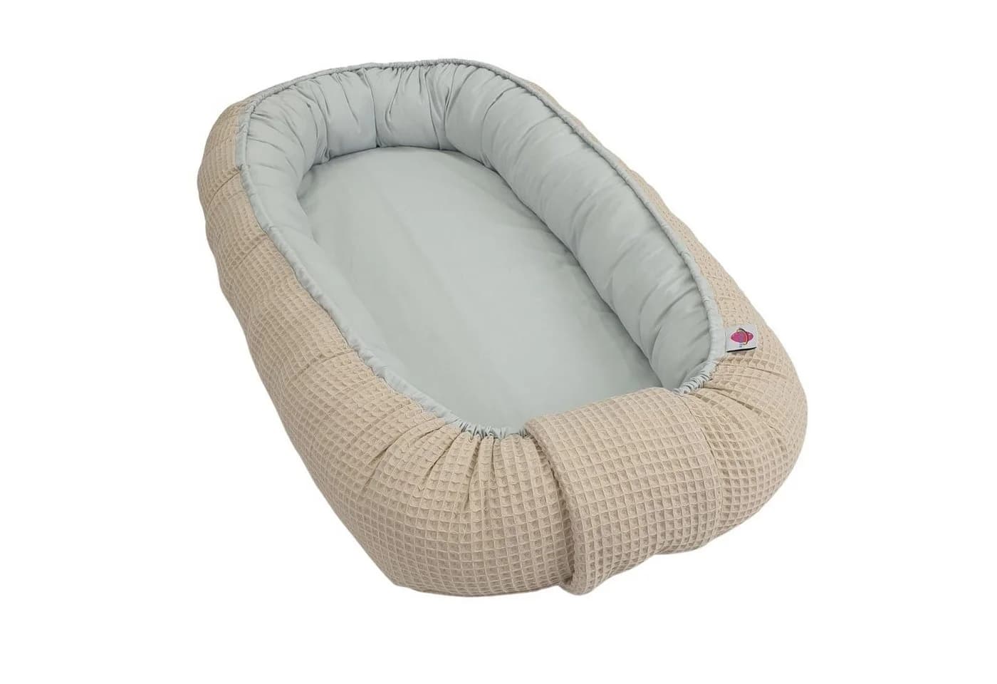 Babymajawelt Kuschelnest Babynest Waffelstoff Beige/Grau mitwachsend - Bild 2