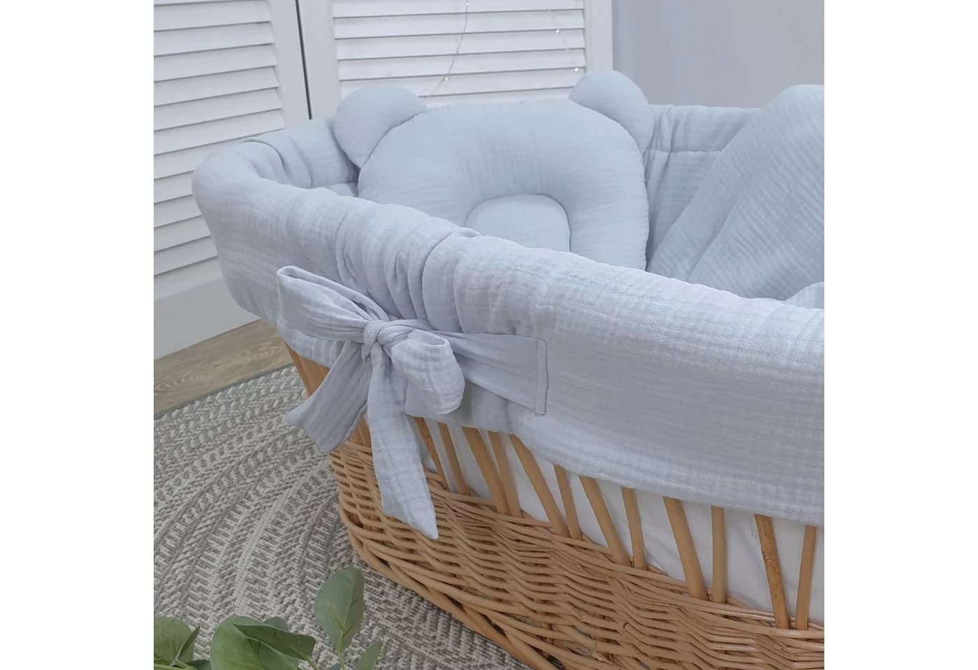 Babymajawelt Babybettwäsche Set 4tlg. Musselin Grau für Stubenwagen
