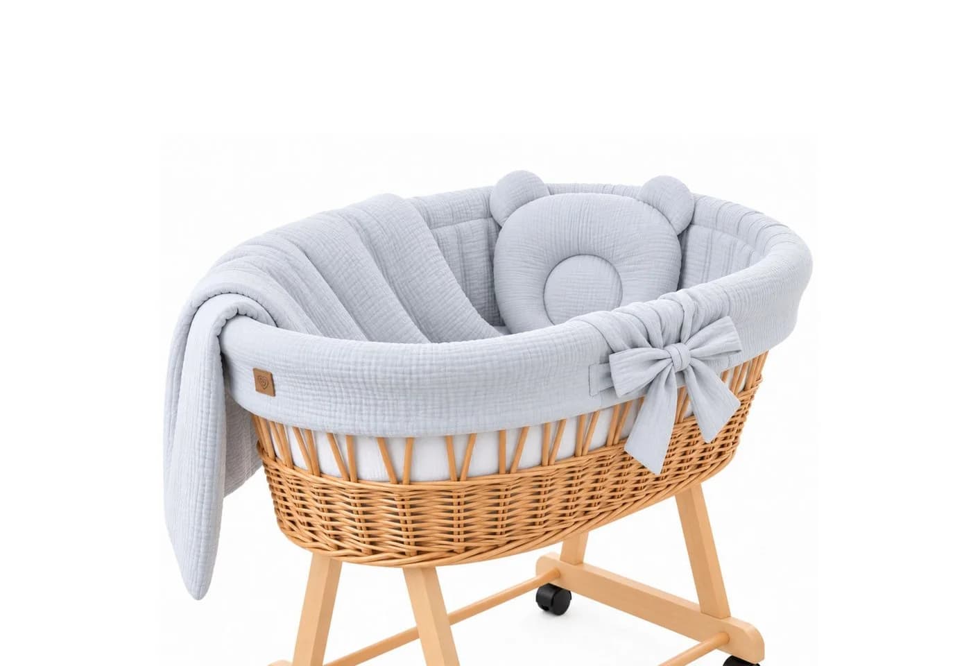 Babymajawelt Babybettwäsche Set 4tlg. Musselin Grau für Stubenwagen - Bild 2
