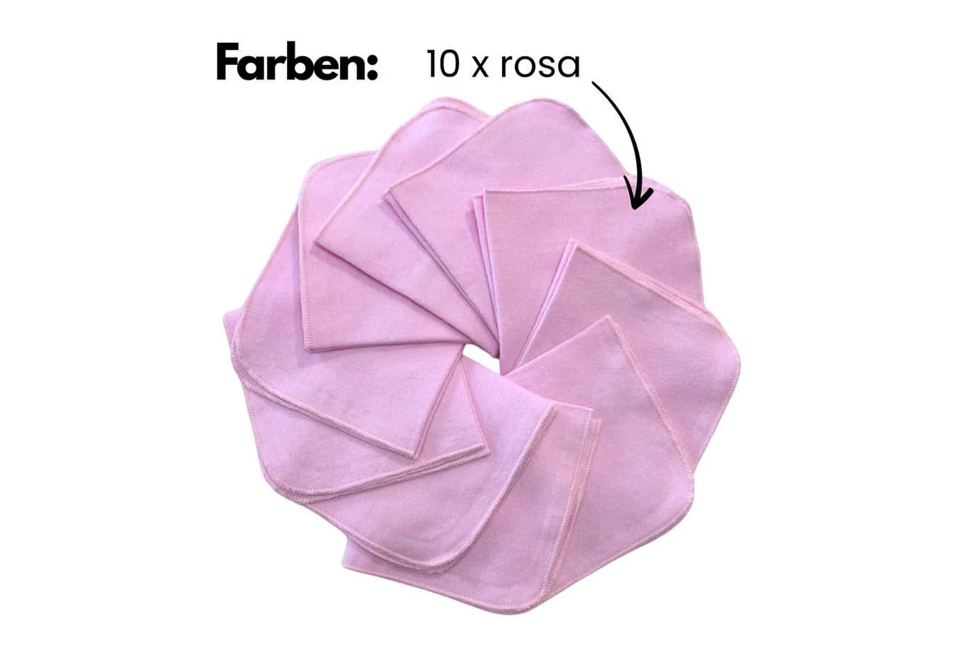 Babymajawelt Baby Waschlappen Rosa 25x25cm 10er Set Baumwolle - Bild 3