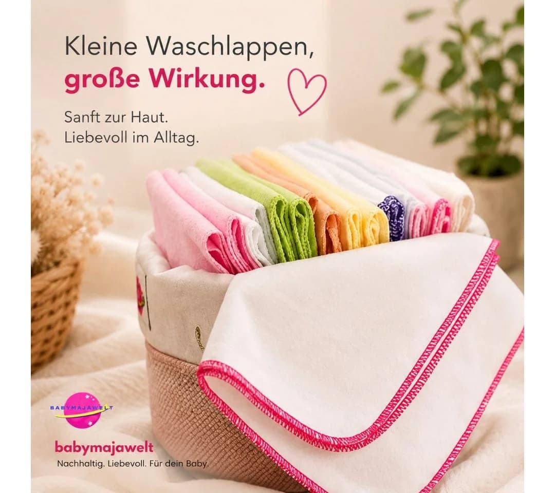 Babymajawelt Baby Waschlappen Ultraweich Baumwolle Blau 10er Pack - Bild 5