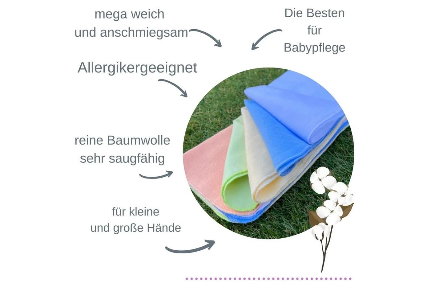 Babymajawelt Baby Waschlappen 25x25cm Baumwolle Bunt 10er Pack