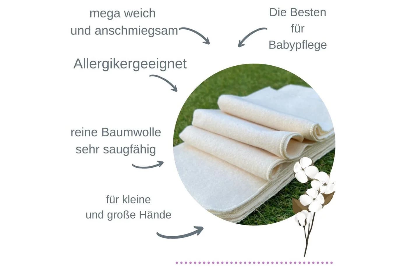 Babymajawelt Waschlappen Ultraweich 25x25cm Baumwolle Beige 10-St