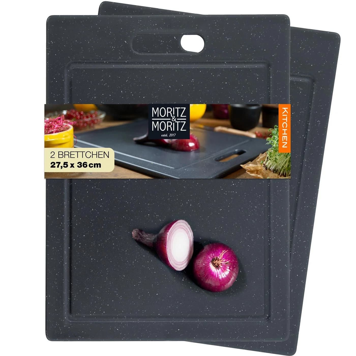 Moritz & Moritz Schneidebrett 2x Kunststoff Schwarz Granitoptik - Bild 2
