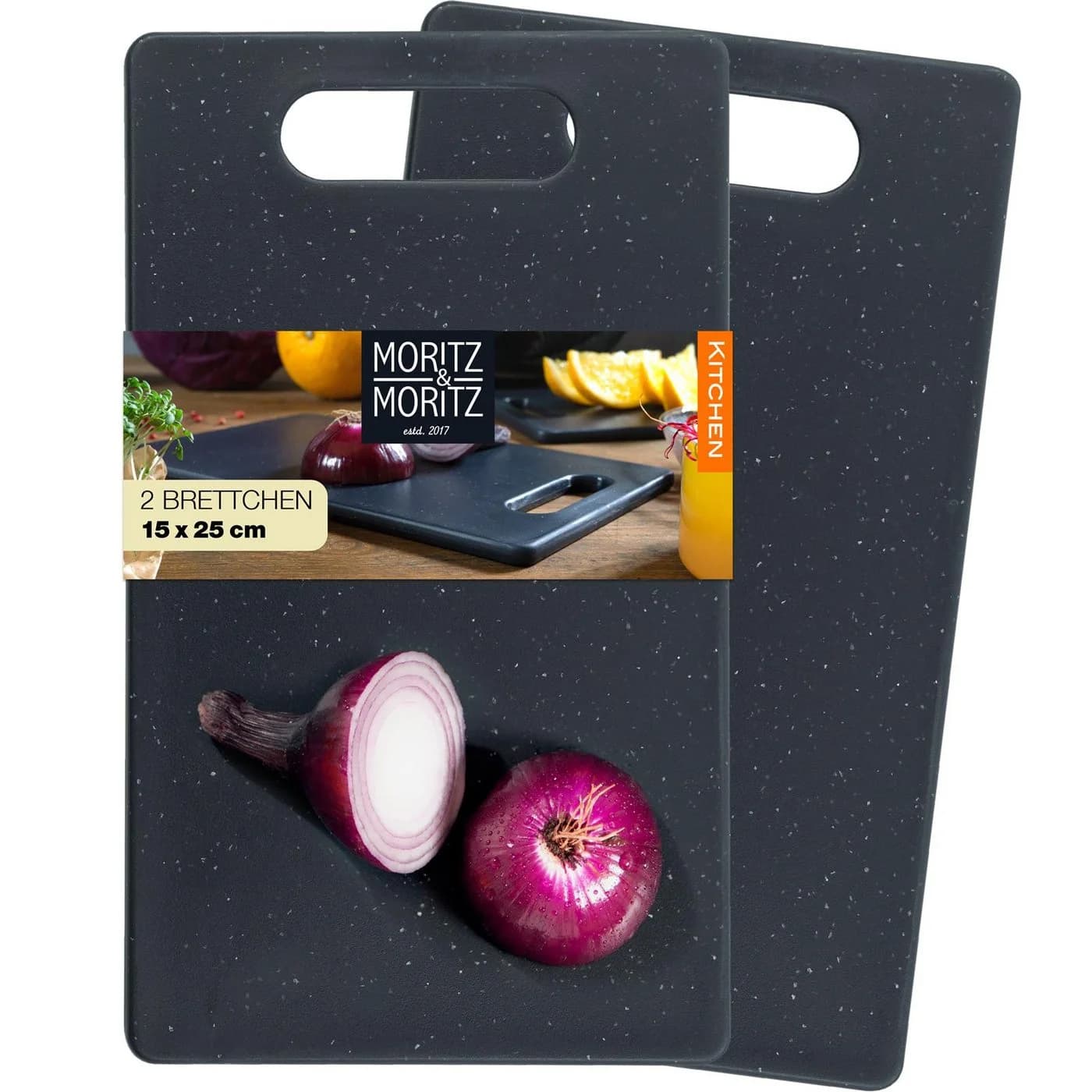 Moritz & Moritz Schneidebrett-Set 2x Kunststoff Schwarz Granitoptik - Bild 2