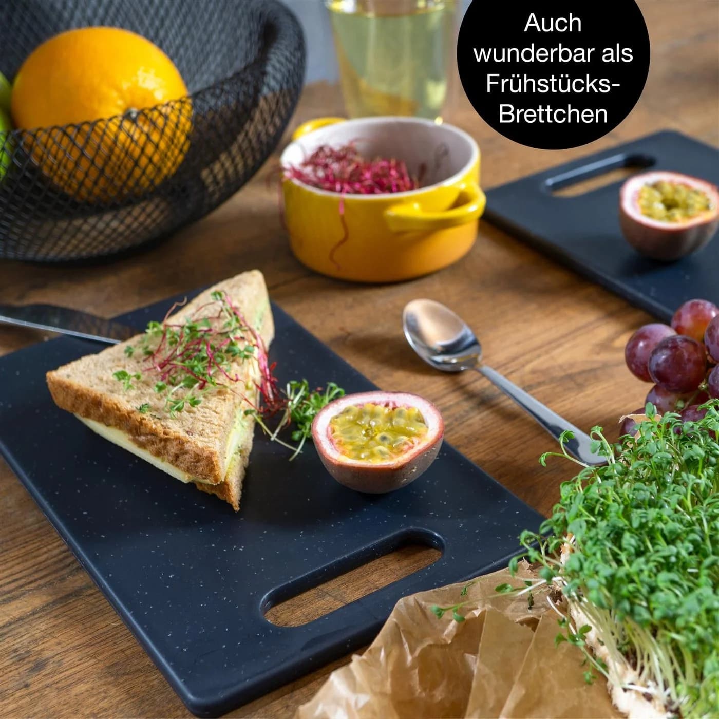 Moritz & Moritz Schneidebrett-Set 2x Kunststoff Schwarz Granitoptik - Bild 4