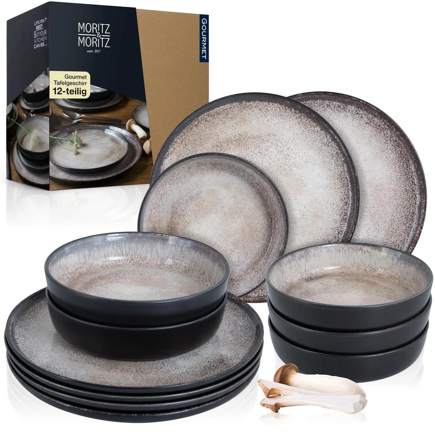Moritz & Moritz Tafelservice 12-tlg. Beige Geschirr Set für 6 Personen - Bild 2