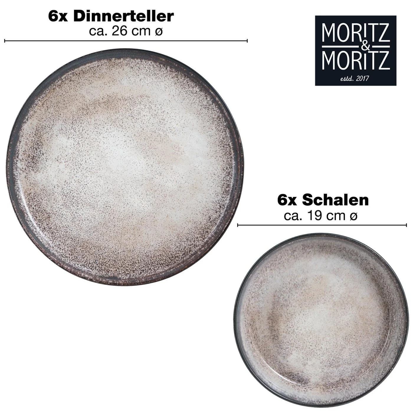 Moritz & Moritz Tafelservice 12-tlg. Beige Geschirr Set für 6 Personen - Bild 5