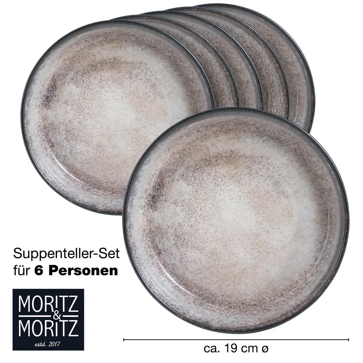Moritz & Moritz Geschirr-Set VIDA Suppenteller Beige 6-tlg. Porzellan - Bild 4