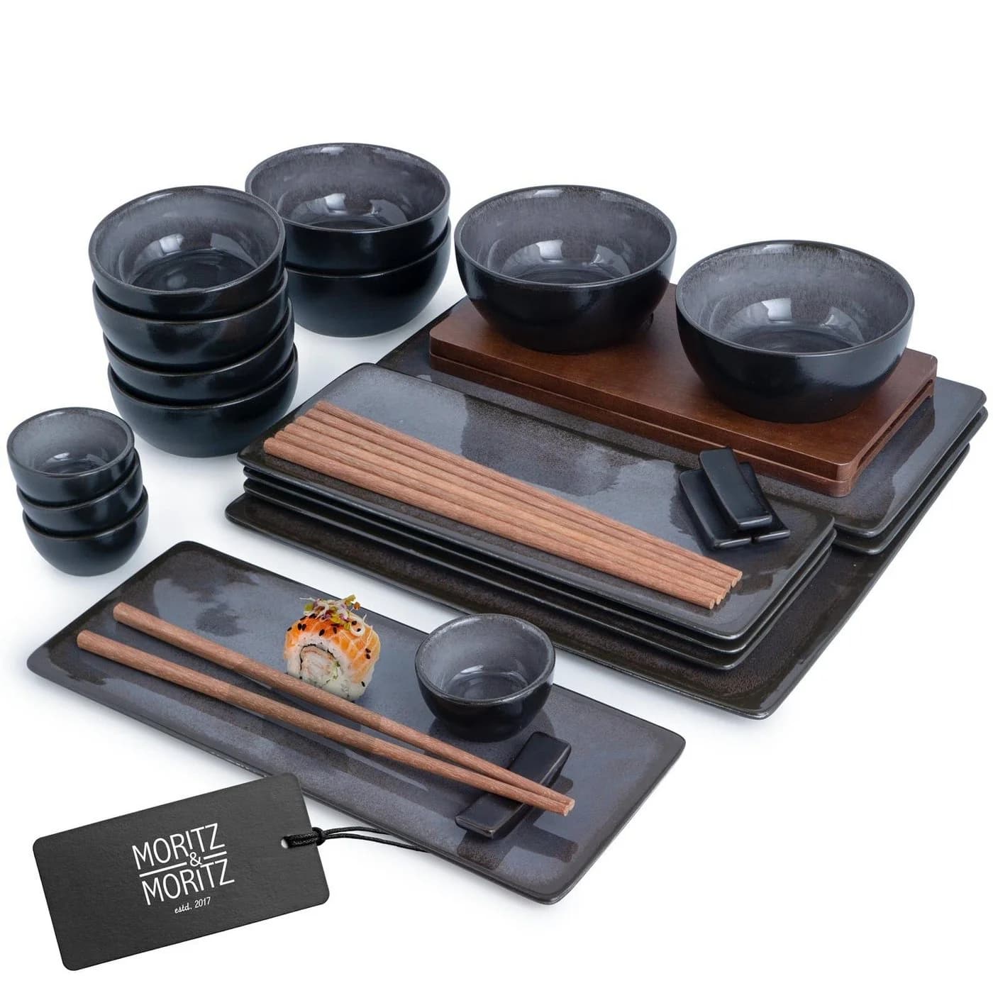 Moritz & Moritz Sushi Set 29-tlg. Anthrazit Grau Bambus - Bild 2