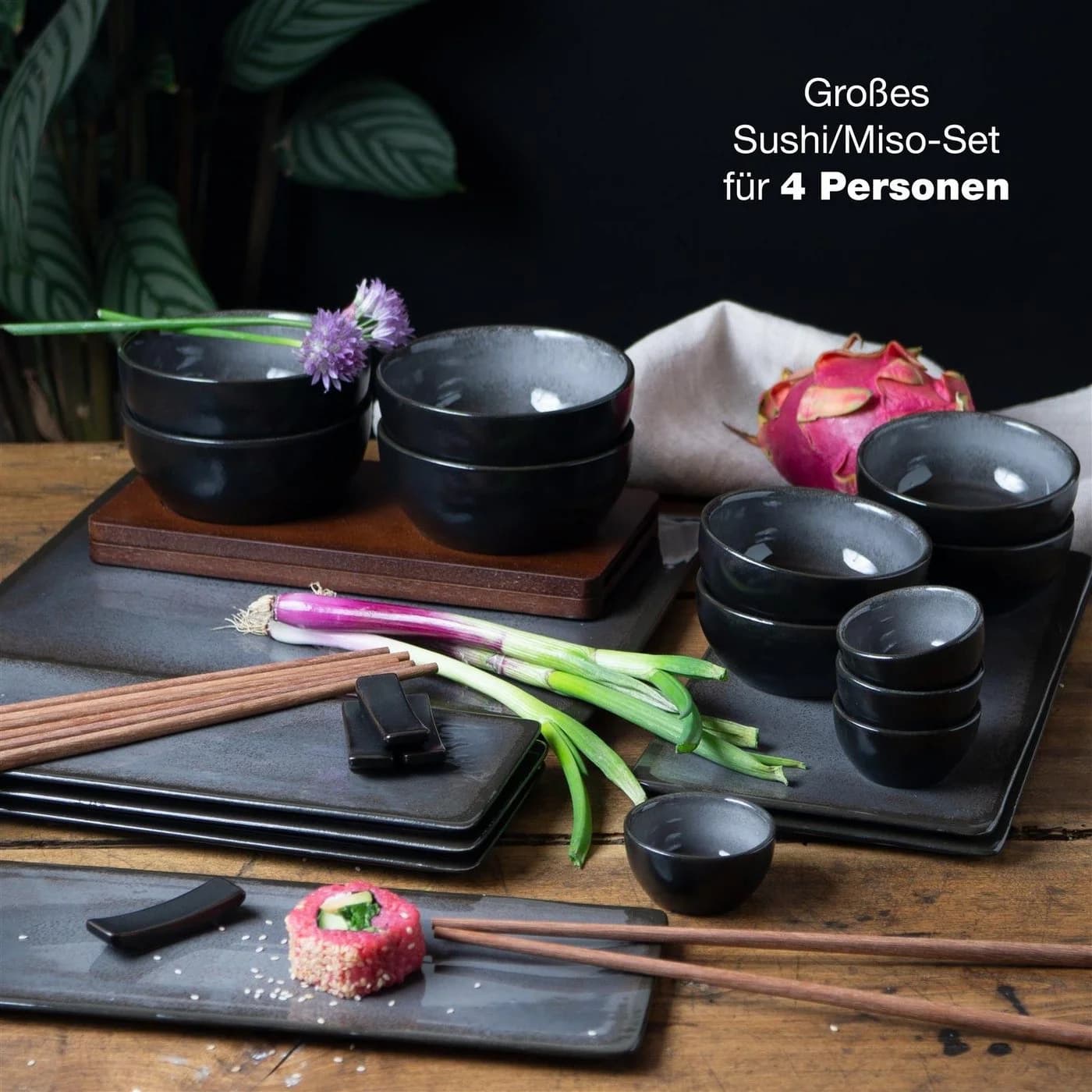 Moritz & Moritz Sushi Set 29-tlg. Anthrazit Grau Bambus - Bild 3