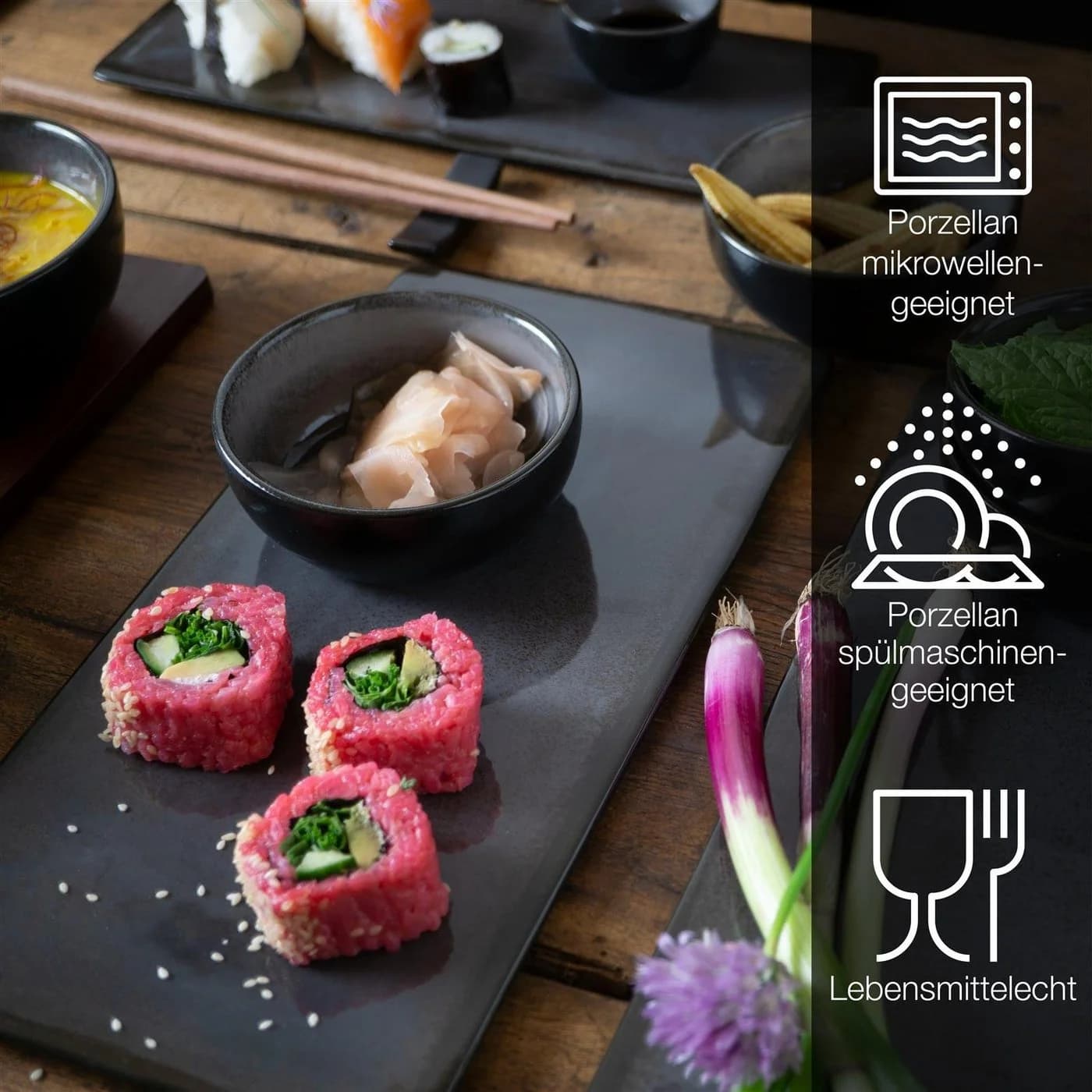 Moritz & Moritz Sushi Set 29-tlg. Anthrazit Grau Bambus - Bild 4