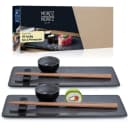Moritz & Moritz Sushi Set VIDA 10-tlg. Anthrazit Grau Porzellan Sandelholz Bild 2