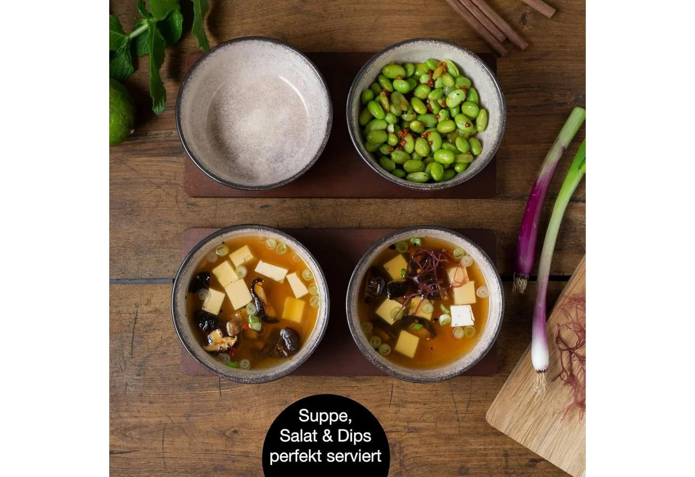 Moritz & Moritz Miso Schalen Set 4-teilig Beige Porzellan