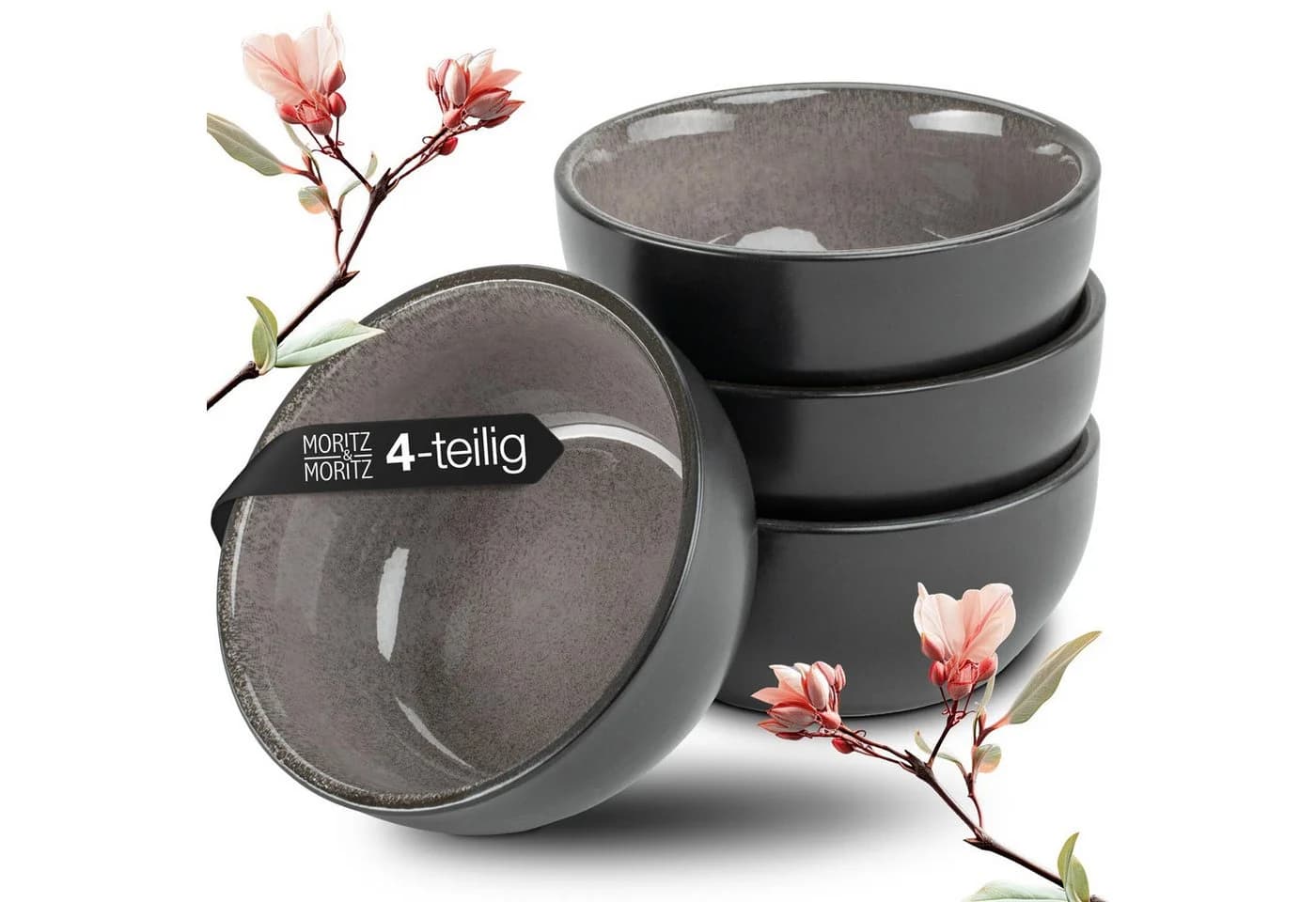 Moritz & Moritz Miso Schalen Set 4-teilig Anthrazit Porzellan - Bild 2