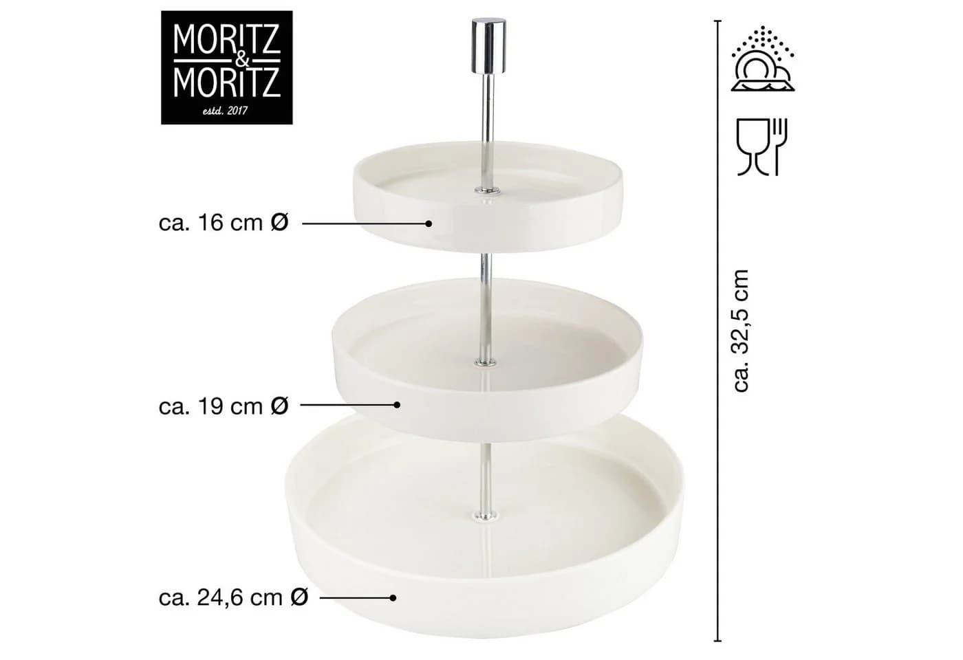 Moritz & Moritz Etagere 3-stöckig Weiß Porzellan