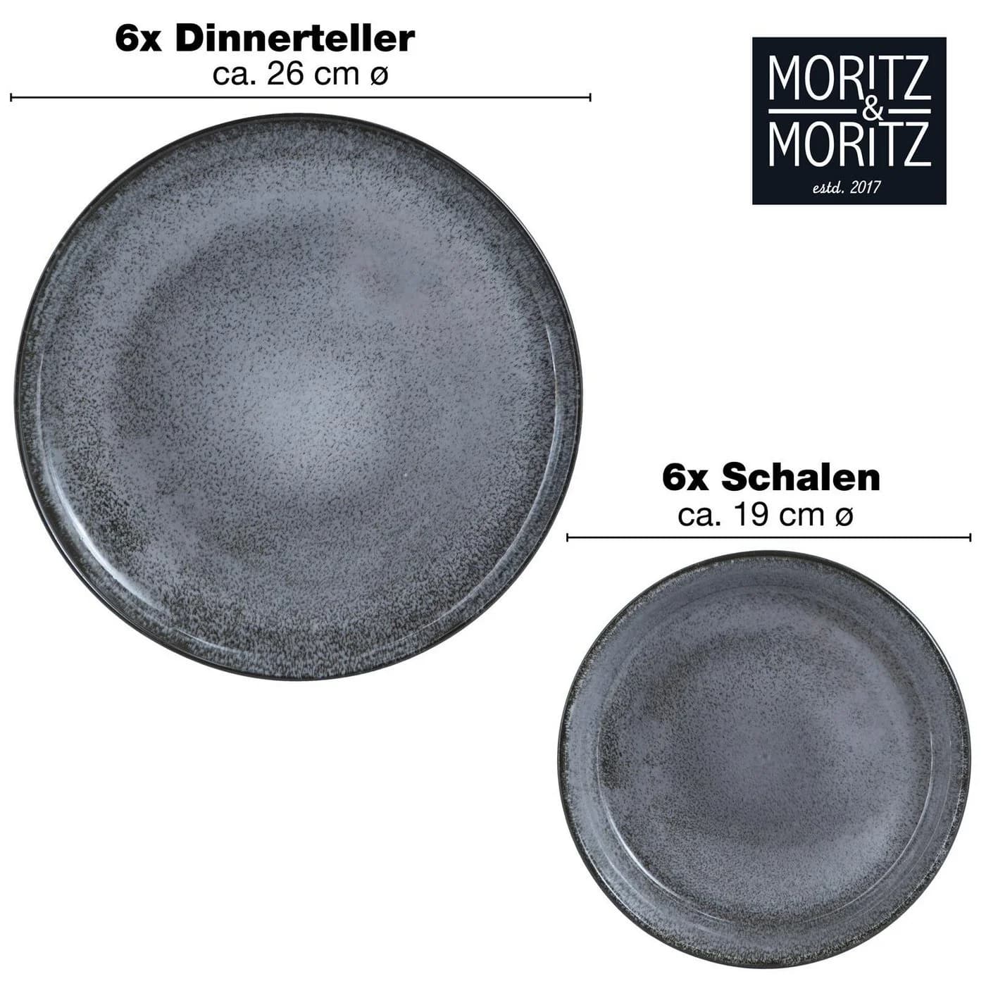 Moritz & Moritz Tafelservice 12-tlg. Anthrazit Geschirr Set - Bild 5