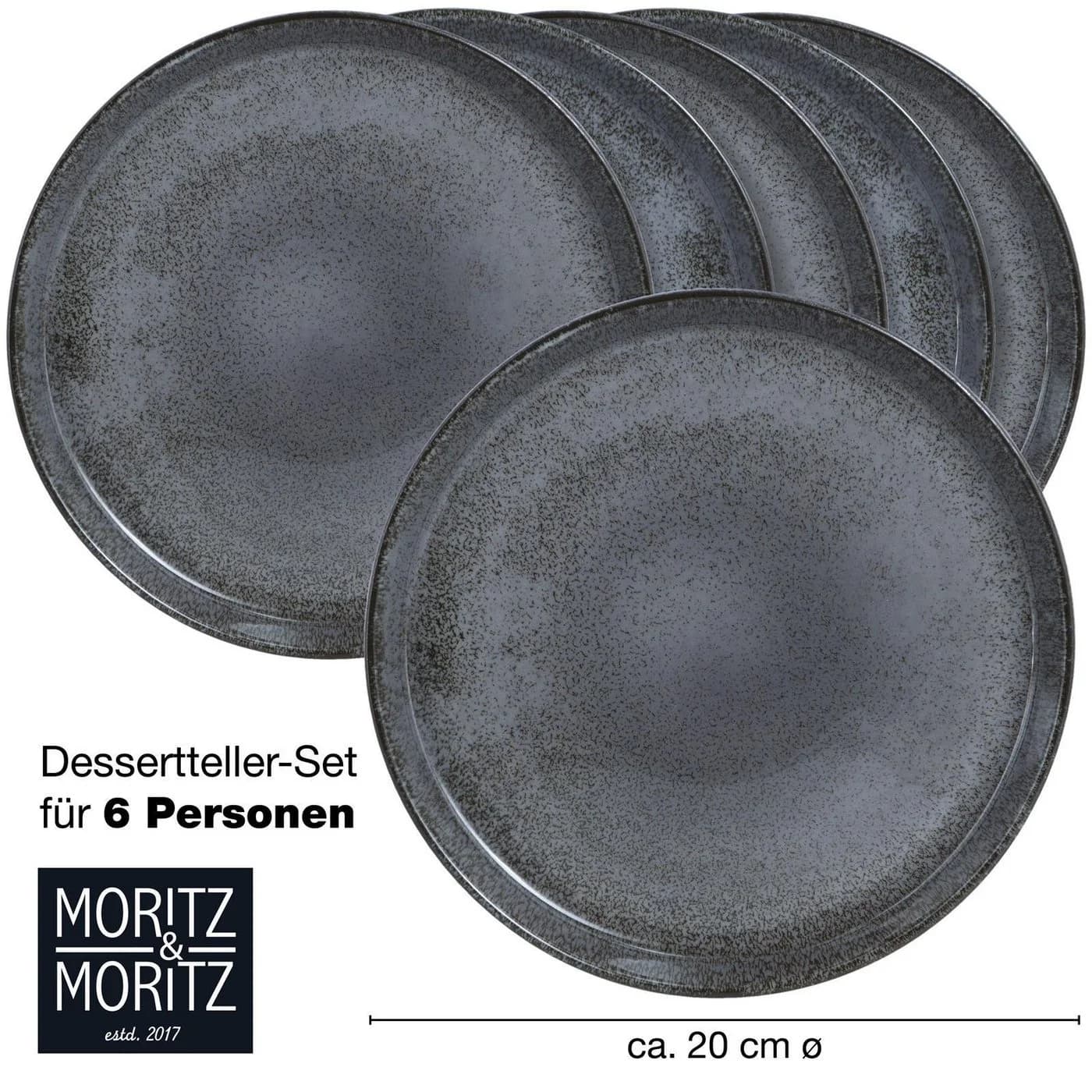 Moritz & Moritz Geschirr-Set VIDA Dessertteller Anthrazit 6-tlg. - Bild 5