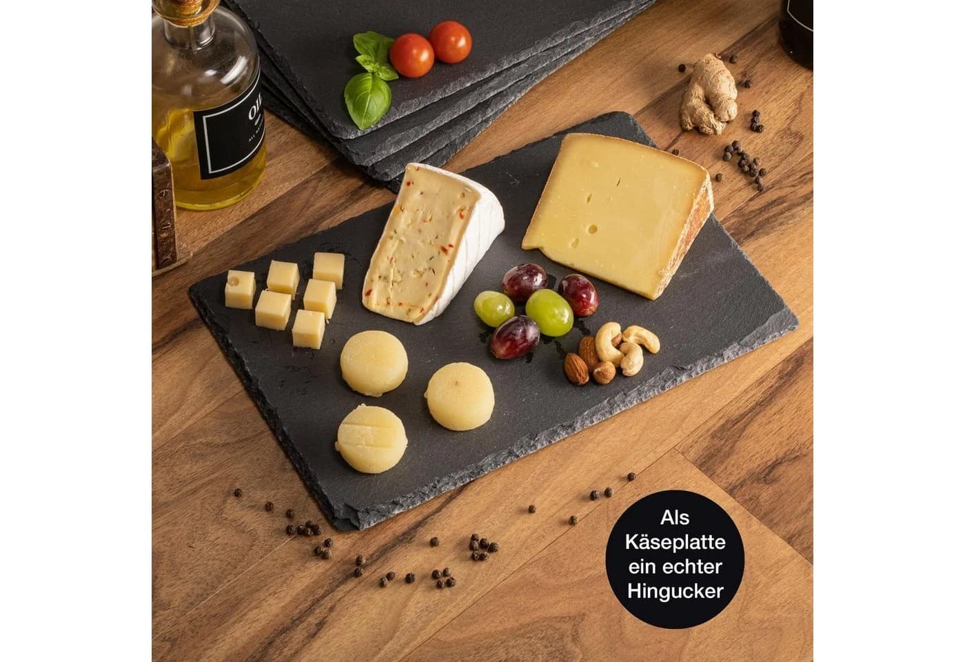 Moritz & Moritz Servierplatte Schiefer 6er Set 20x30 cm mit Kreidestift - Bild 5