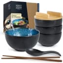 Moritz & Moritz Ramen Set 4-tlg. Keramik Blau/Schwarz mit Bambus Bild 2