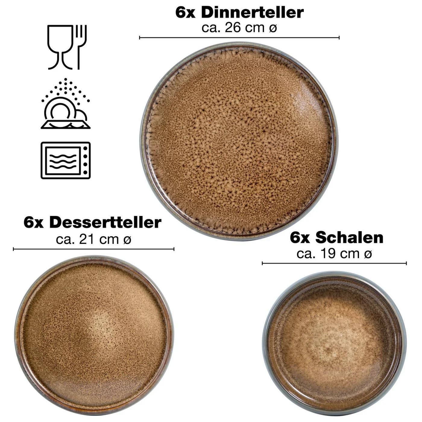 Moritz & Moritz Tafelservice 18-tlg. Steinzeug Beige/Grau für 6 Personen - Bild 3