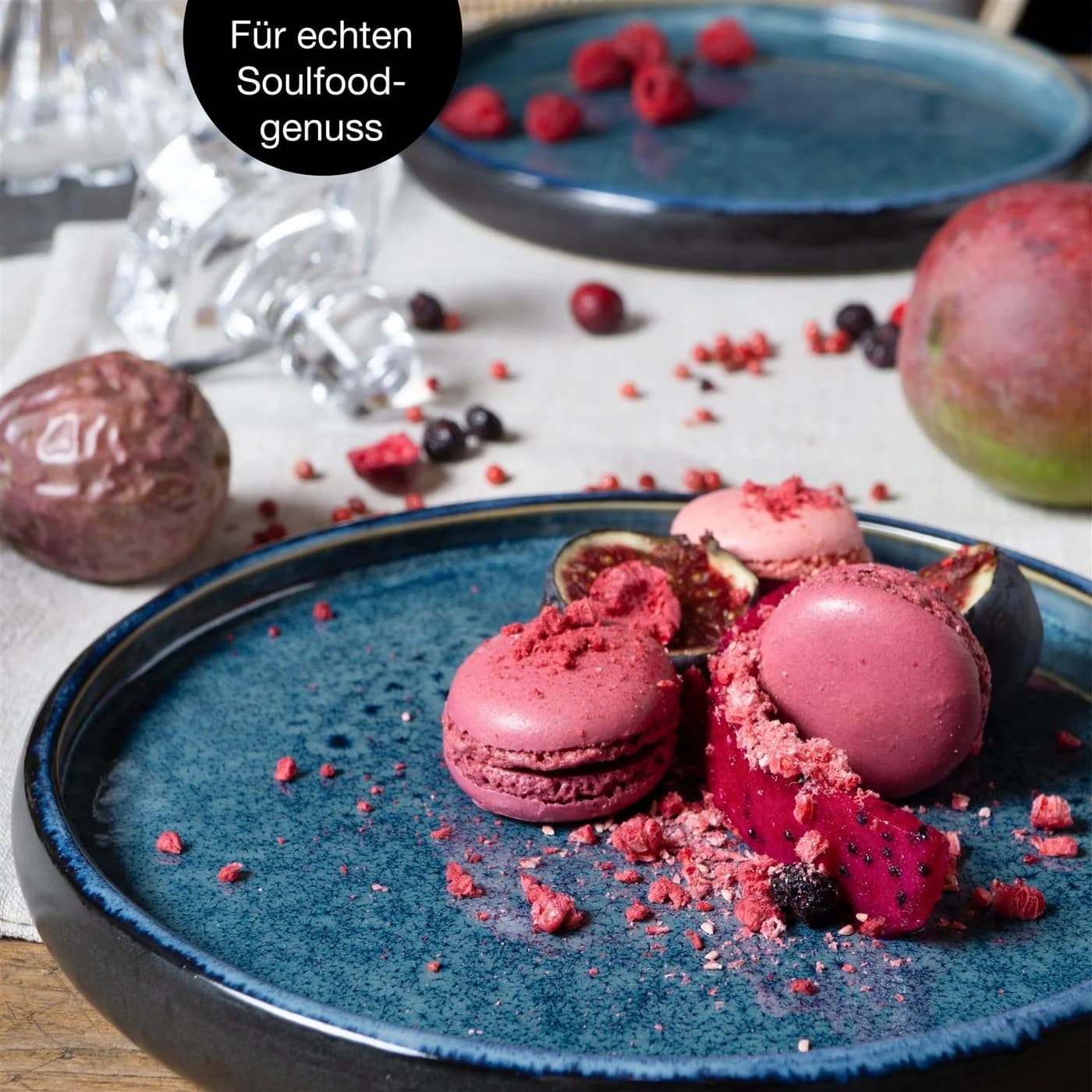 Moritz & Moritz Dessertteller Set 4-tlg. Blau/Mattschwarz Steinzeug - Bild 4