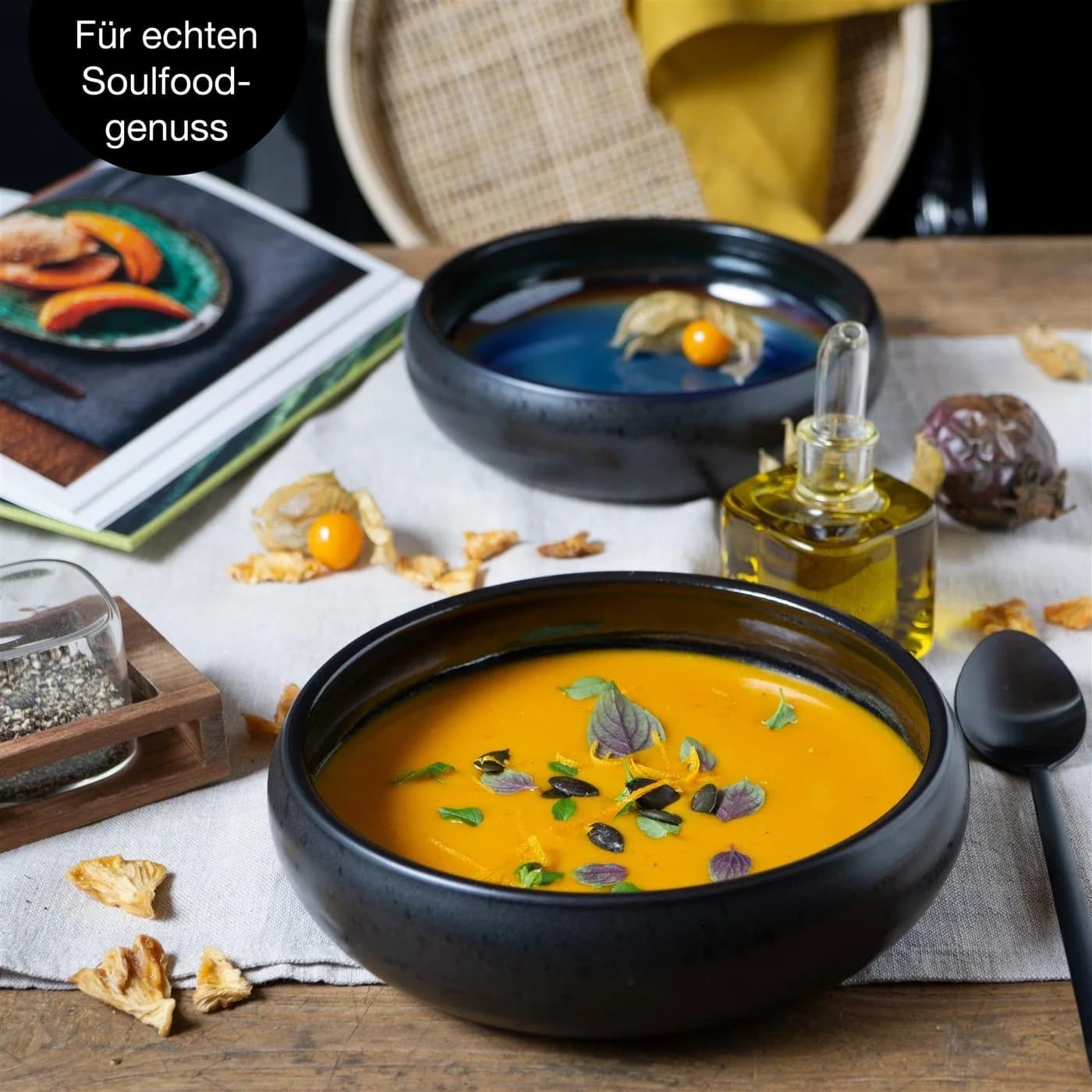 Moritz & Moritz Suppenteller Set 4-tlg. Blau/Braun Steinzeug - Bild 4