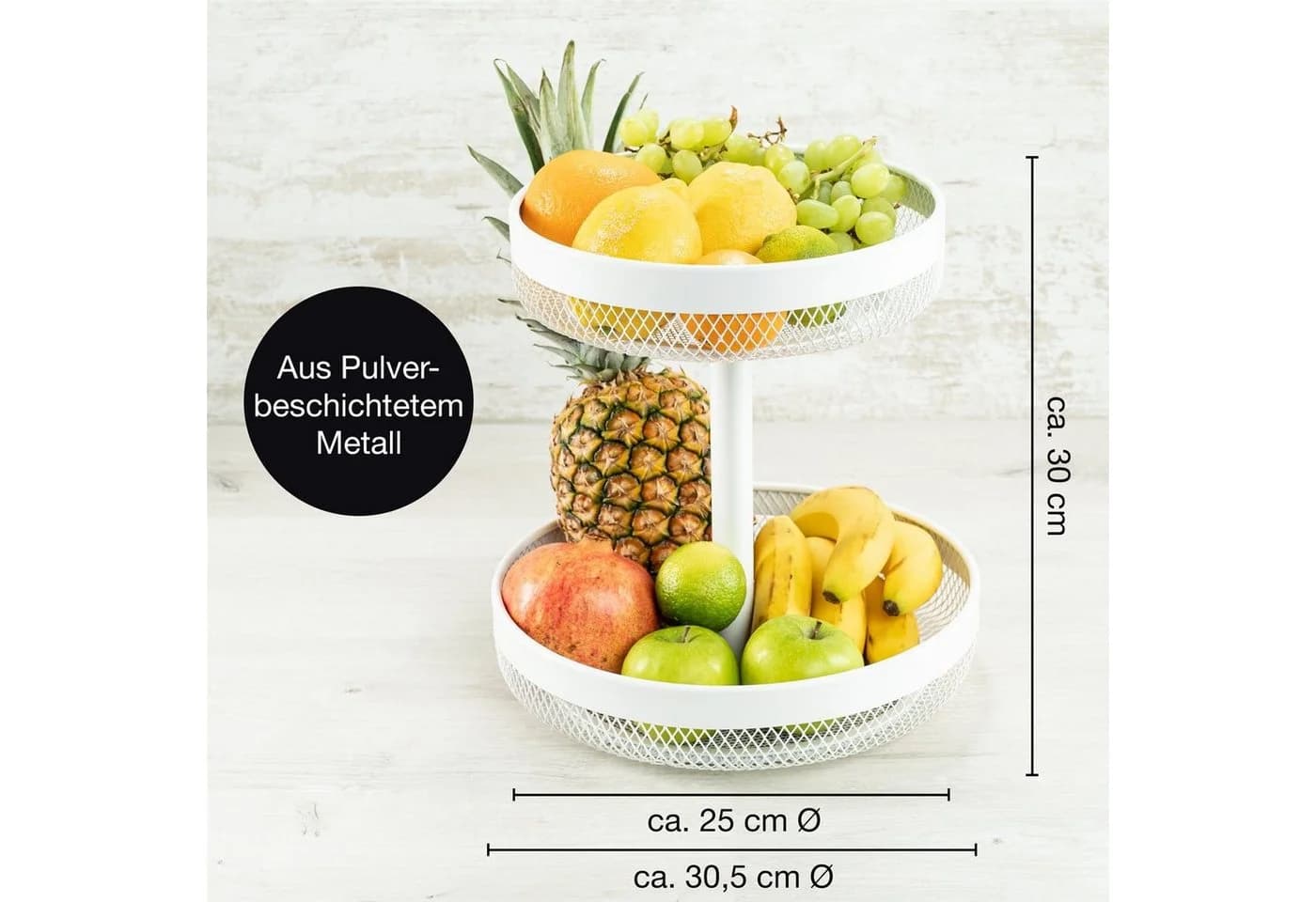 Moritz & Moritz Etagere Obstkorb rund weiß Metall