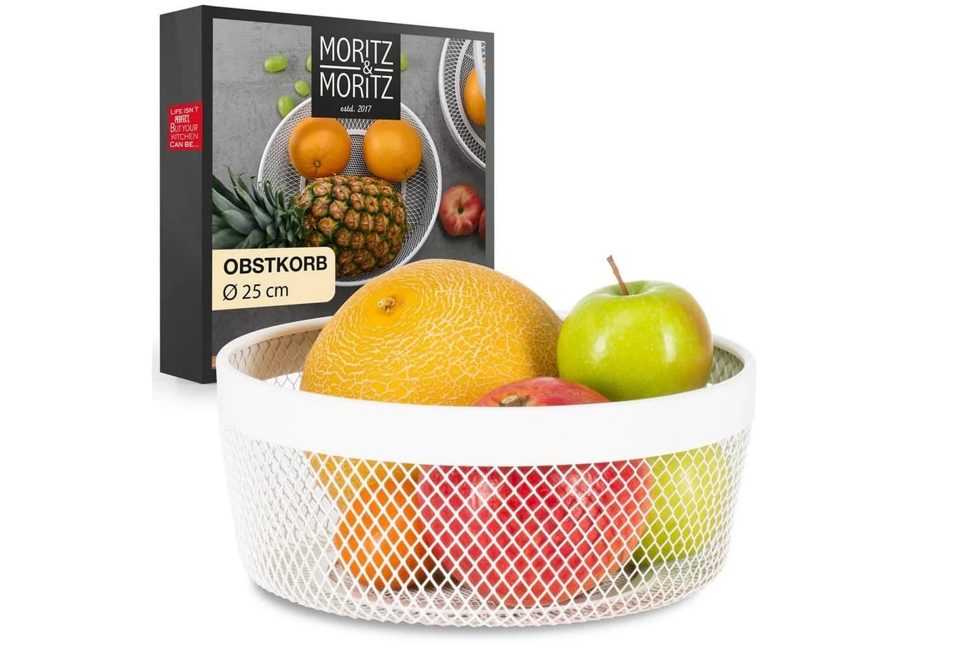Moritz & Moritz Obstkorb rund Netz weiß mit 4-in-1 Zestenschäler - Bild 2