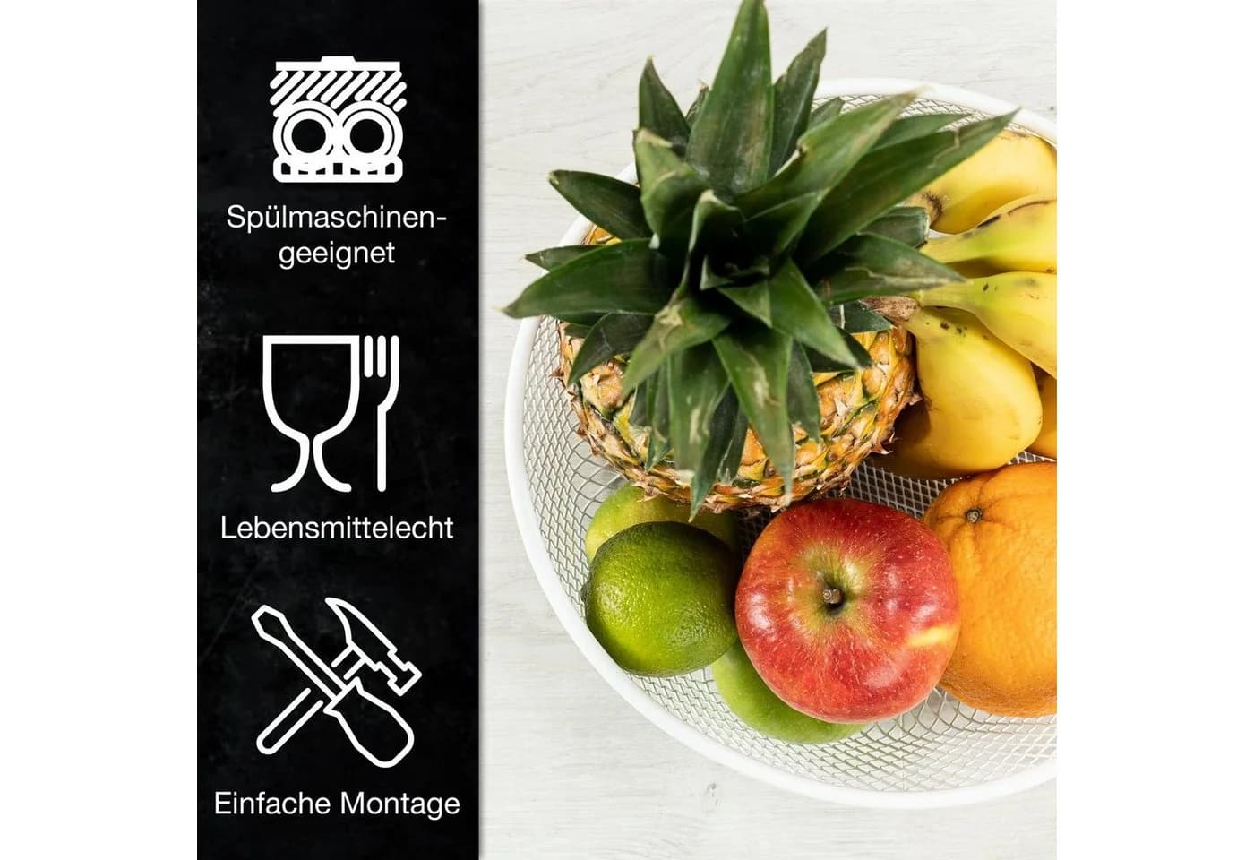Moritz & Moritz Obstkorb rund Netz weiß mit 4-in-1 Zestenschäler - Bild 3
