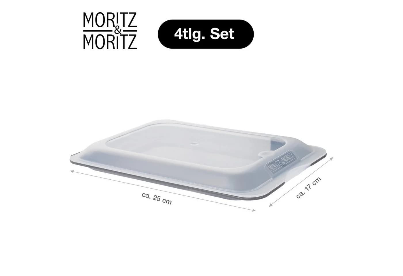 Moritz & Moritz Frischhaltedosen 4er Set Stapelbar Grau Kunststoff
