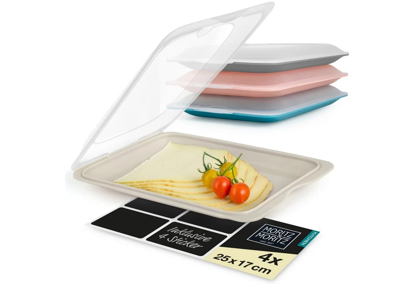 Moritz & Moritz Frischhaltedose 4er Set Bunt Stapelbar - Bild 2