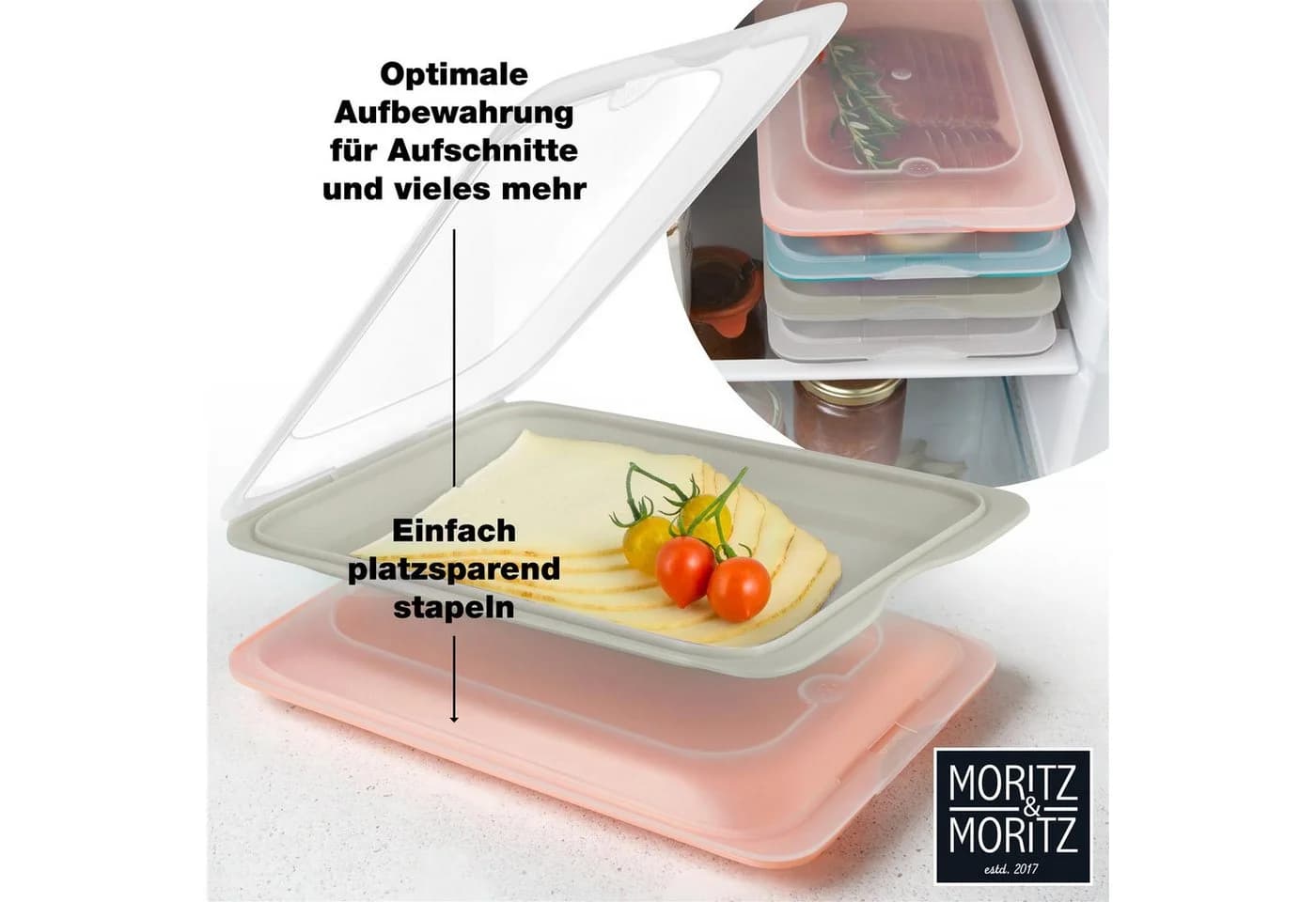 Moritz & Moritz Frischhaltedose 4er Set Bunt Stapelbar - Bild 4