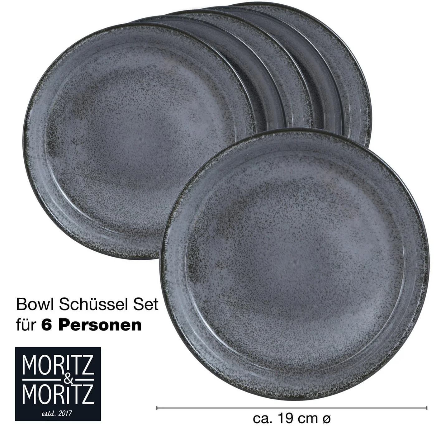 Moritz & Moritz 6x Suppenschüssel Anthrazit Porzellan Bowl Set - Bild 5