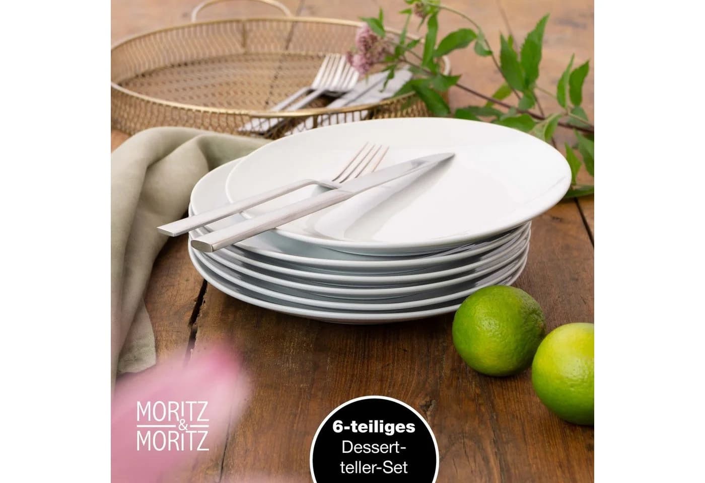 Moritz & Moritz BASIC 6tlg Dessertteller Set weiß - Bild 4