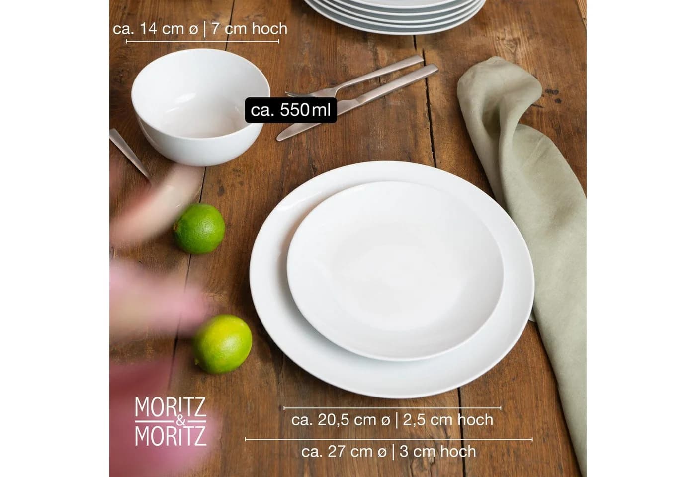 Moritz & Moritz Tafelservice BASIC 18-tlg. Porzellan Geschirrset für 6 Personen - Bild 4