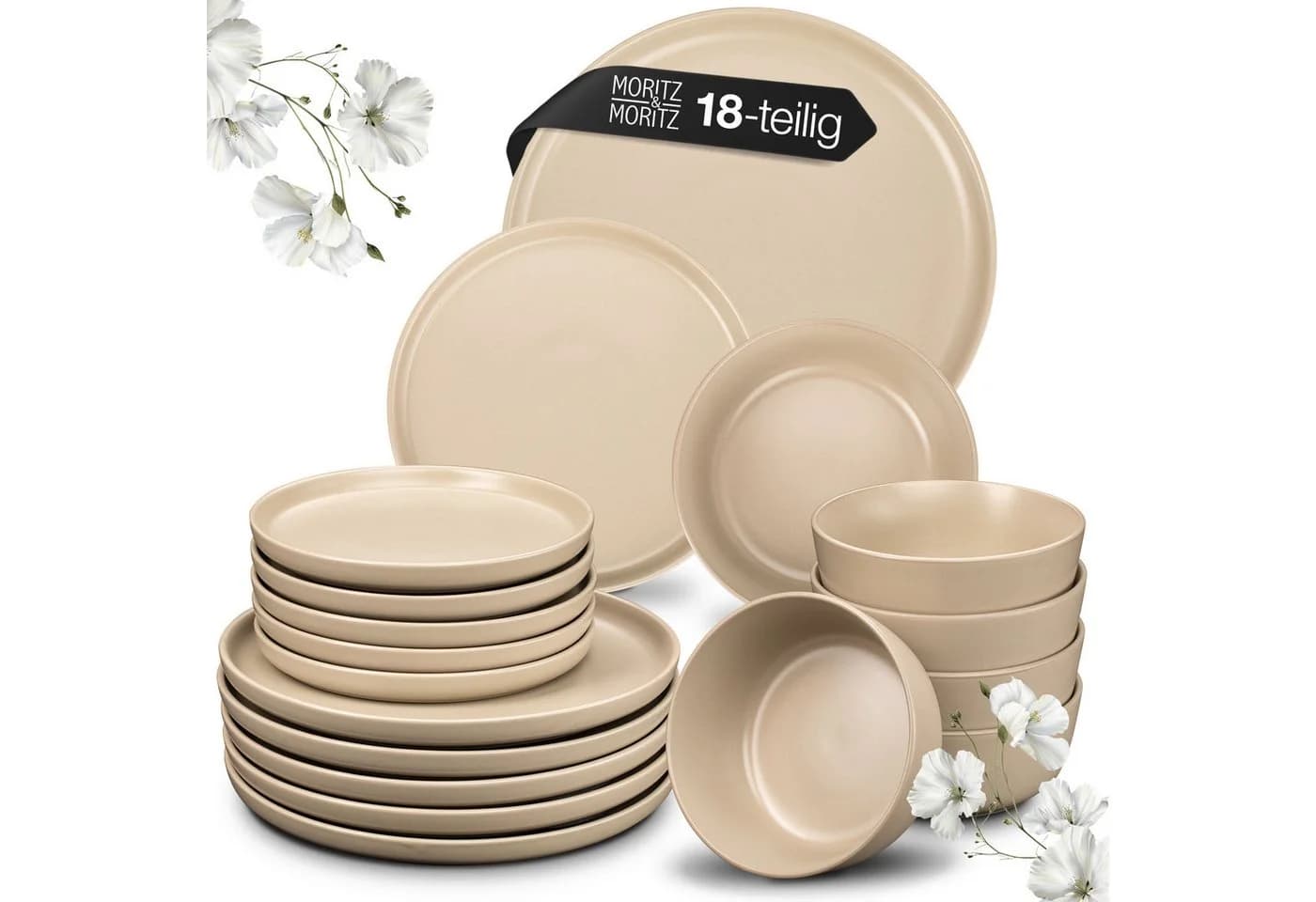 Moritz & Moritz Kombiservice NORDIC 18-tlg Geschirrset Beige Steinzeug - Bild 2