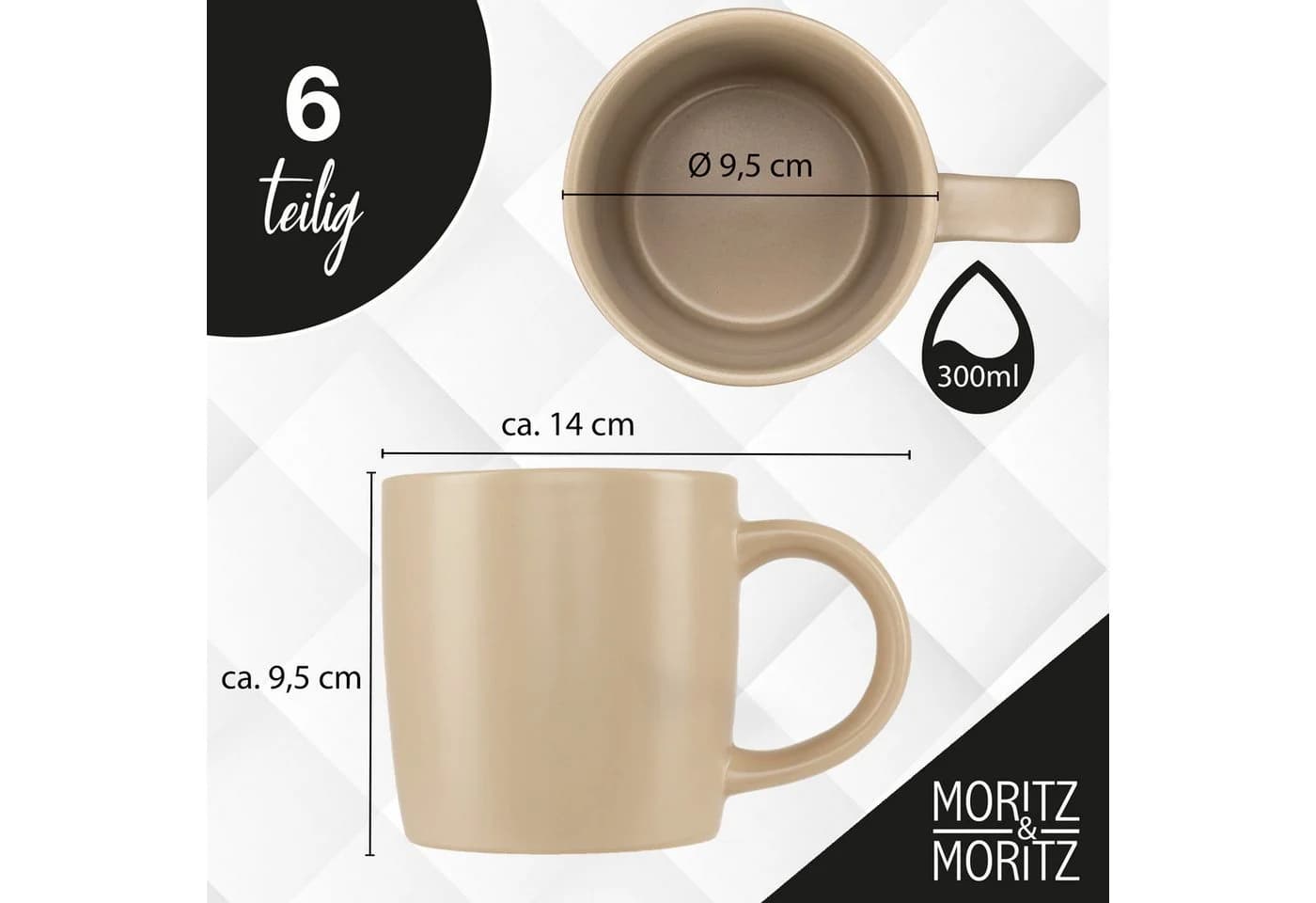 Moritz & Moritz Tasse NORDIC 6x Taupe Steinzeug