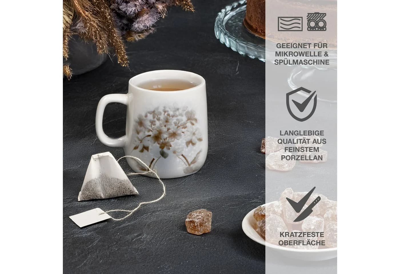Moritz & Moritz Tasse BLOSSOM Kaffeebecher 6-tlg. Grau Floral - Bild 4