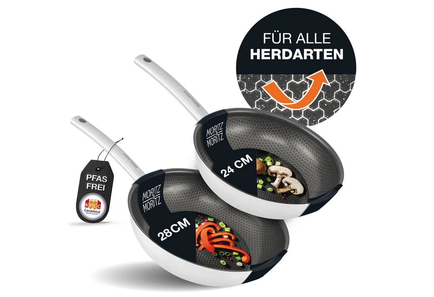 Moritz & Moritz Bratpfanne Set 24cm & 28cm Edelstahl Aluminium Schwarz - Bild 2