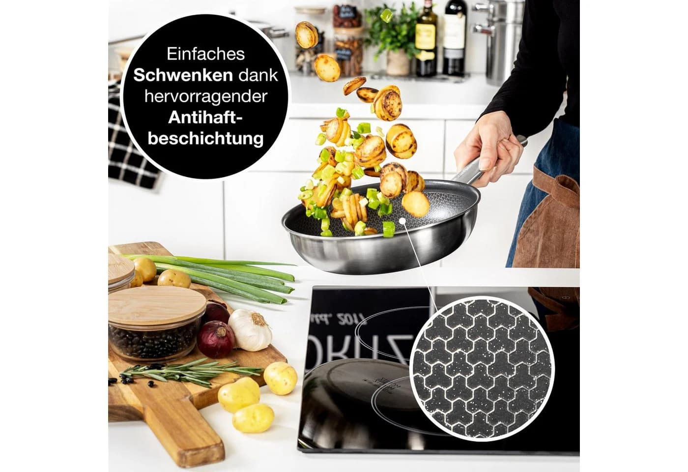 Moritz & Moritz Bratpfanne Set 24cm & 28cm Edelstahl Aluminium Schwarz - Bild 3