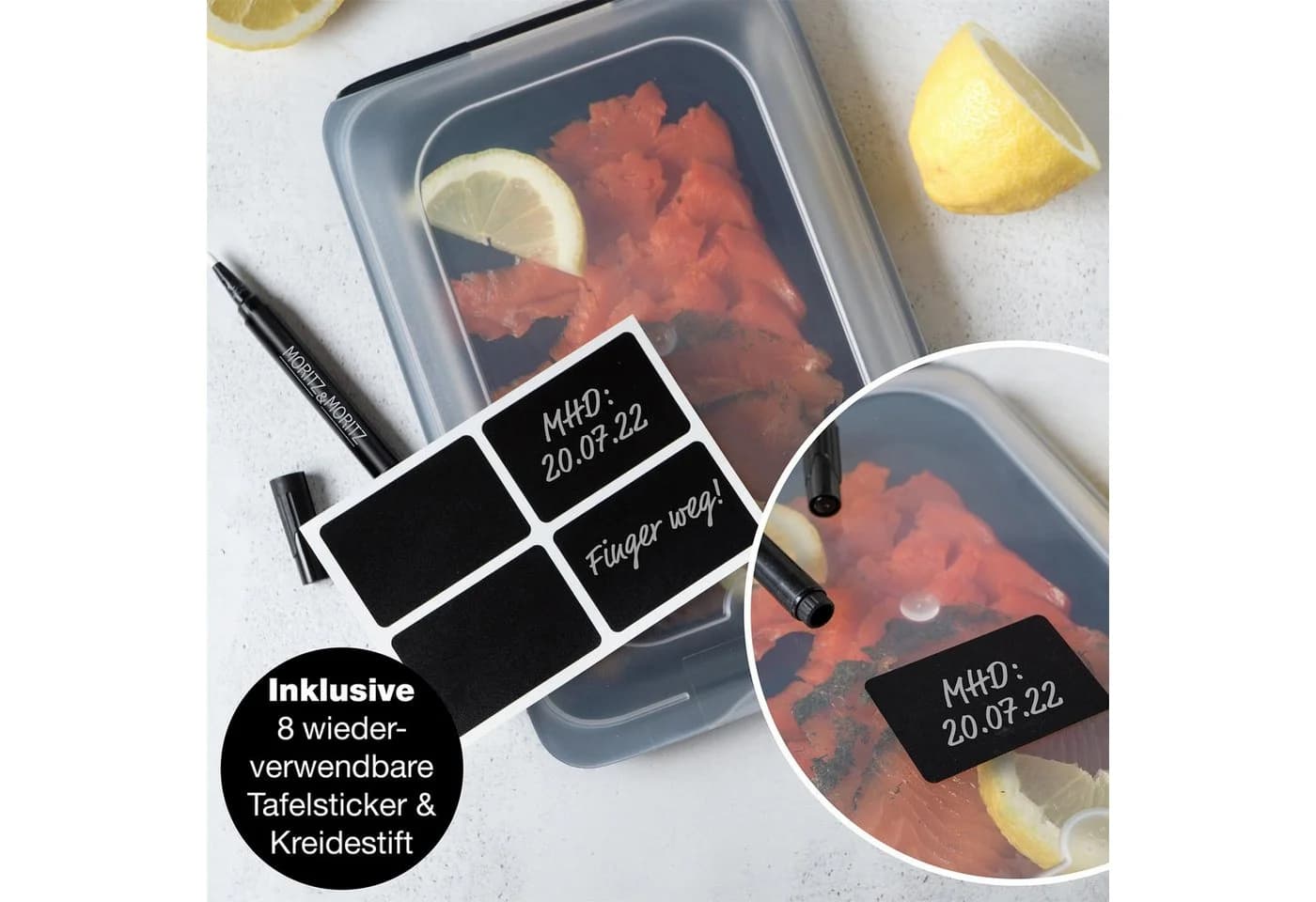 Moritz & Moritz Frischhaltedose 8er Set Grau Stapelbar - Bild 5