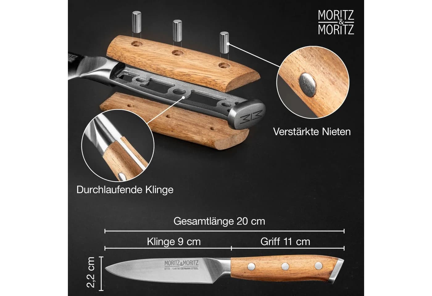 Moritz & Moritz Gemüsemesser 9cm mit Akazienholzgriff - Bild 3