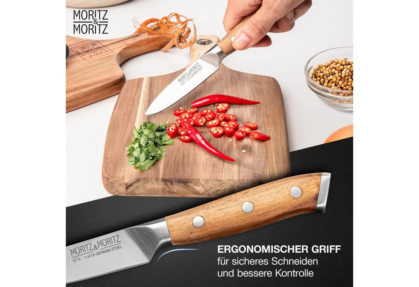 Moritz & Moritz Gemüsemesser 9cm mit Akazienholzgriff - Bild 5
