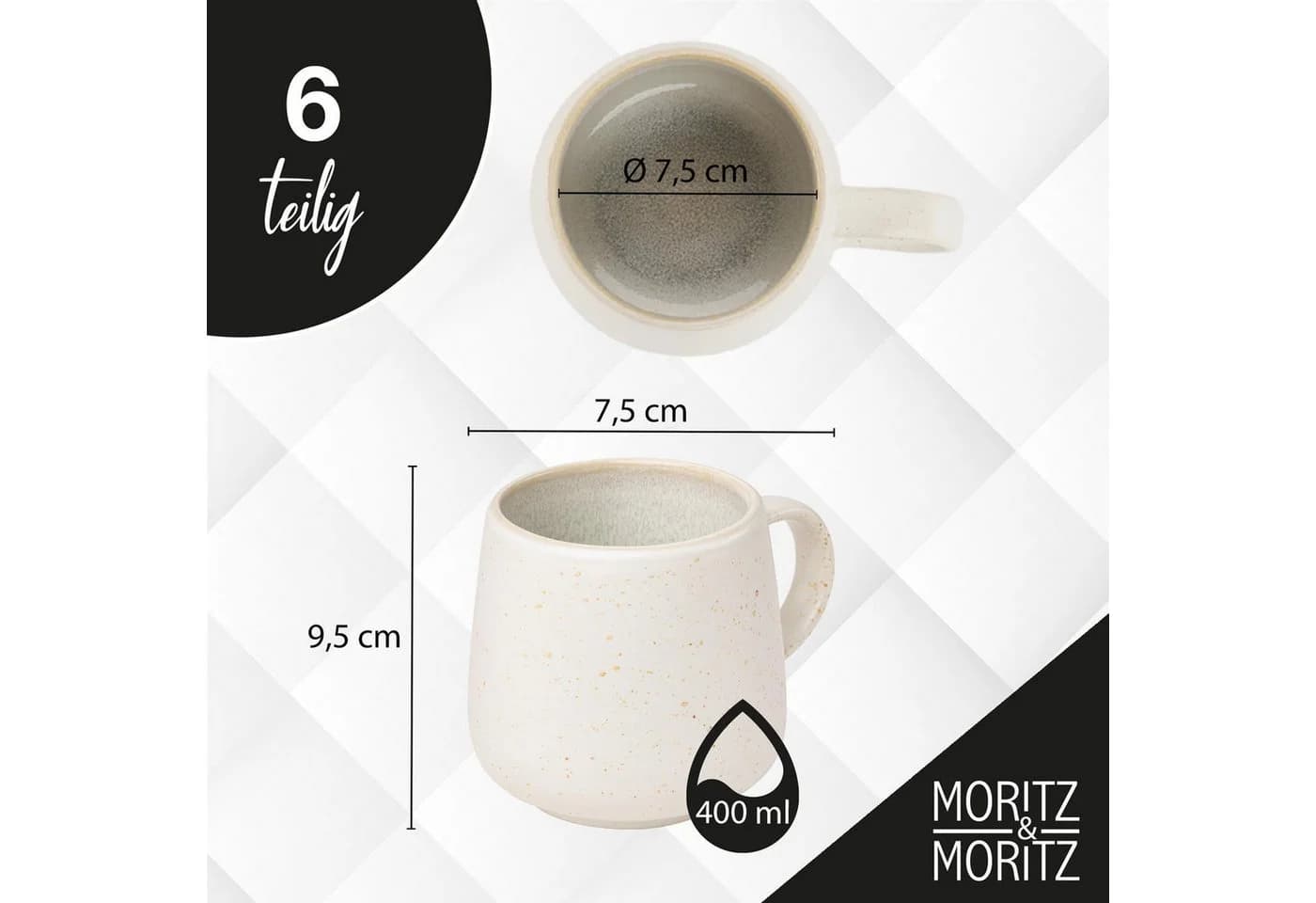 Moritz & Moritz Tassen-Set SOLID UNI 6-tlg. Weiß Steinzeug
