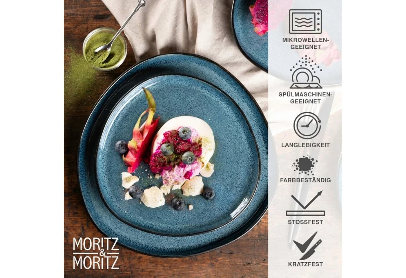 Moritz & Moritz Tafelservice ORGANIC blau Geschirrset 18-tlg Steinzeug - Bild 4