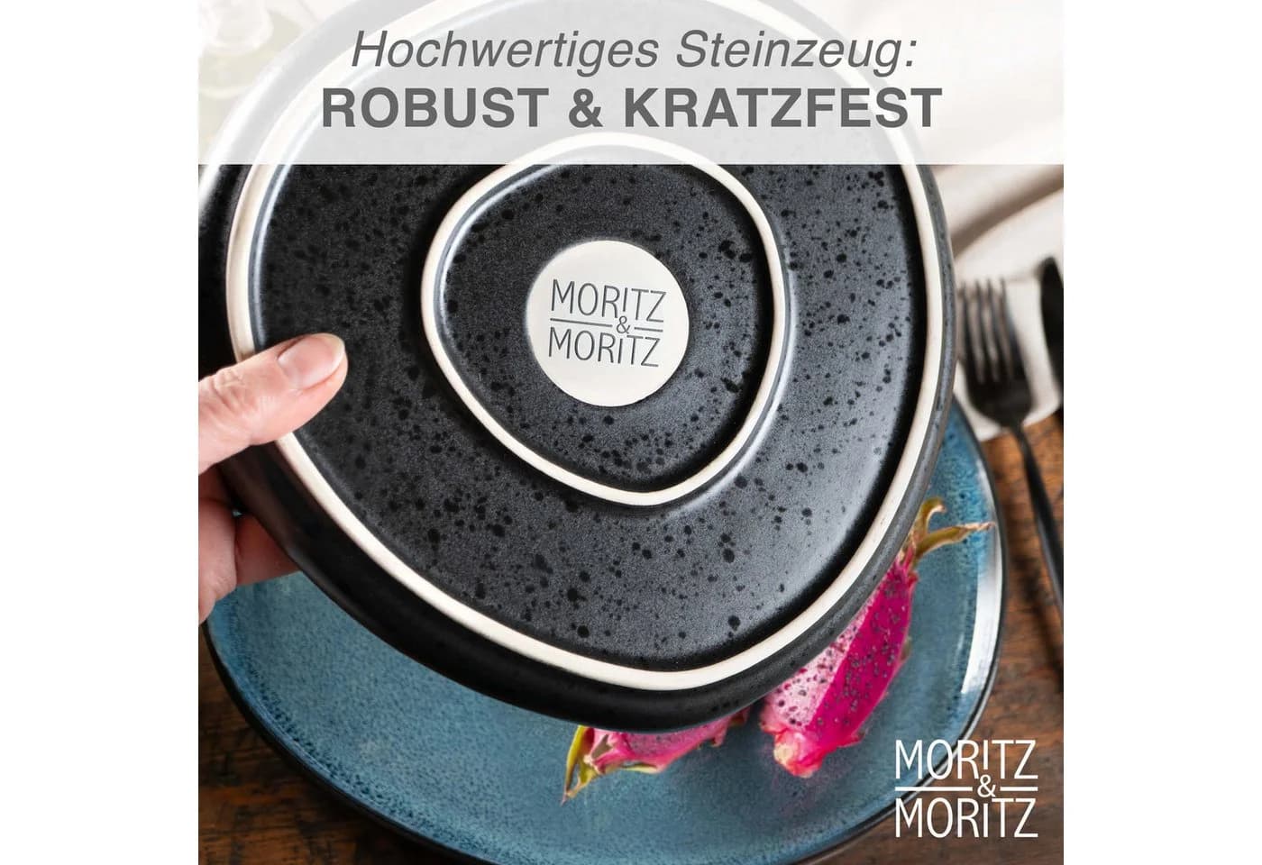 Moritz & Moritz Tafelservice ORGANIC blau Geschirrset 18-tlg Steinzeug - Bild 5