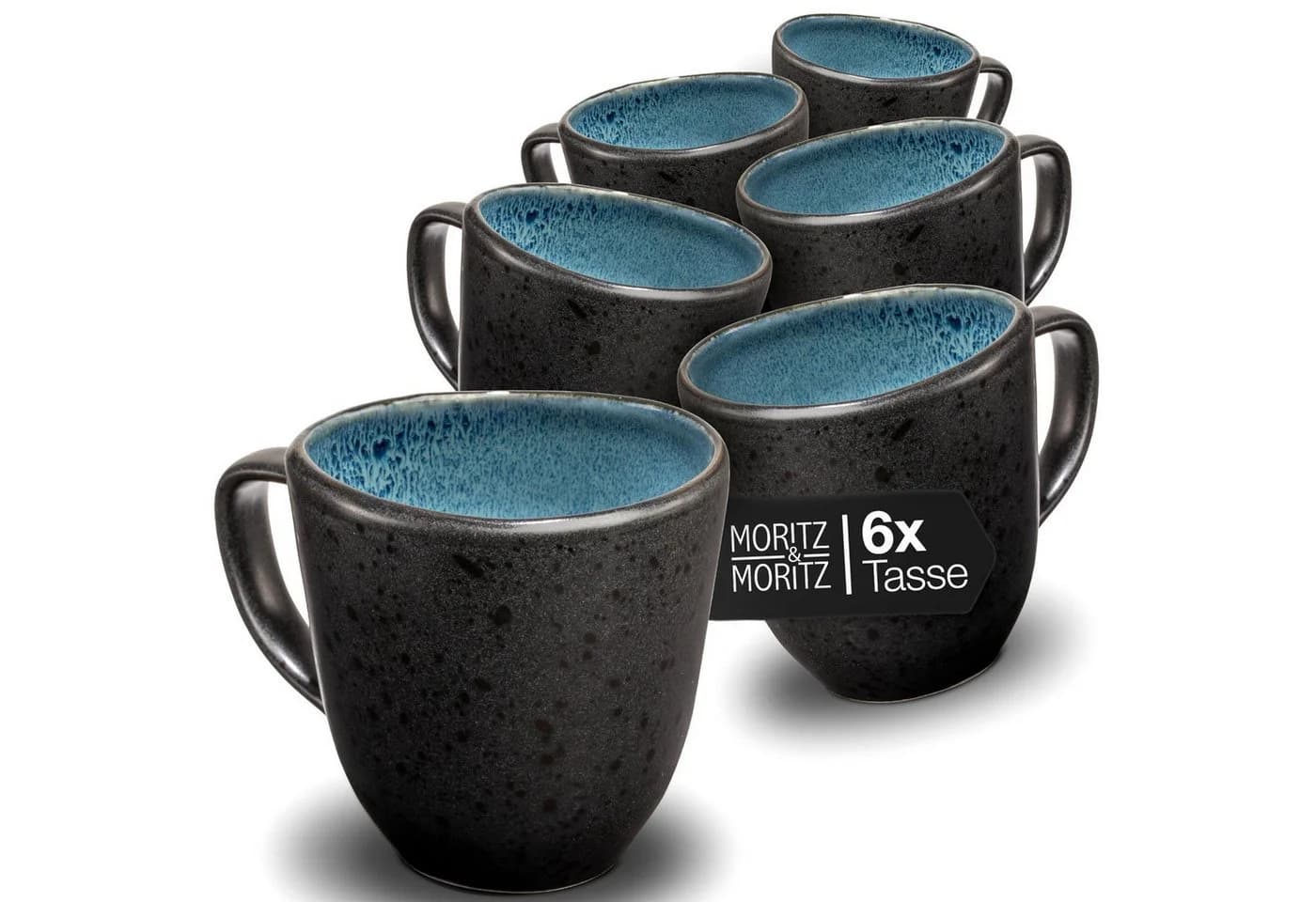Moritz & Moritz Tassen Set 6-tlg. ORGANIC Steinzeug Blau - Bild 2